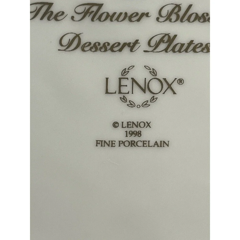 4pc LENOX The Flower Blossom Collection Dessert Plates Daffodil Rose Lily Iris